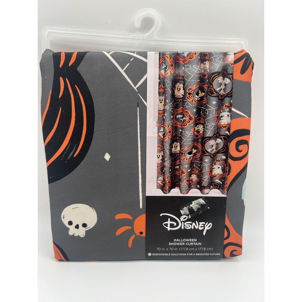 Disney Celebrate Together Halloween Shower Curtain Mickey Minnie Spooky 70x70